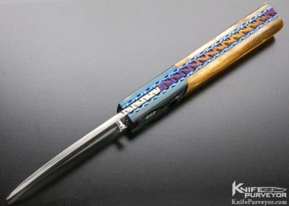 Mel Pardue Custom Knife Engraved Bolster Giraffe Bone Linerlock - Image 3