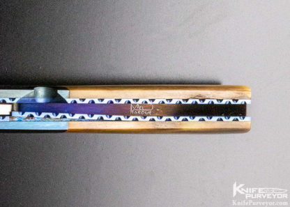 Mel Pardue Custom Knife Engraved Bolster Giraffe Bone Linerlock - Image 2