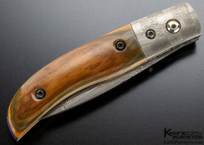 Joe Pardue Custom Knife Mammoth & Damascus Linerlock - Image 2