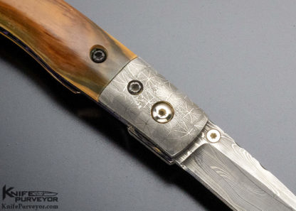 Joe Pardue Custom Knife Mammoth & Damascus Linerlock - Image 3