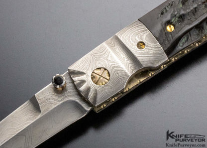 Mel Pardue Custom Knife Damascus & Buffalo Horn Tanto Linerlock