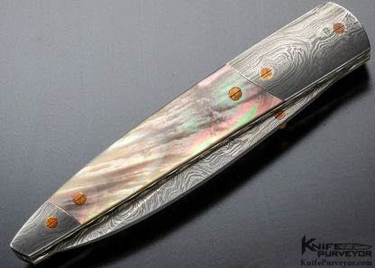 Michael Vagnino Custom Knife Damascus & Black Lip Pearl Linerlock