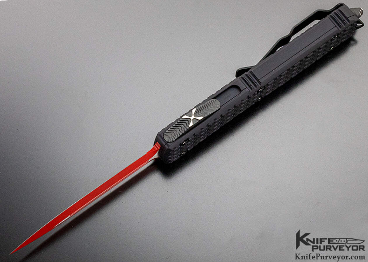 Microtech Custom Knife "Ultratech D/E Tri Grip 122-1 SL" Red Blade - Image 6