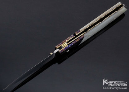 Mike Mercer Custom Knife Mother of Pearl and Mosaic Damascus Linerlock - Image 6