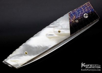 Mike Mercer Custom Knife Mother of Pearl and Mosaic Damascus Linerlock - Image 2