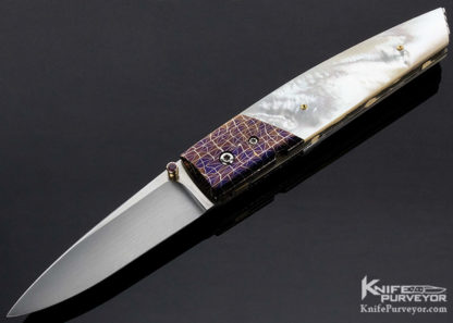 Mike Mercer Custom Knife Mother of Pearl and Mosaic Damascus Linerlock 10152
