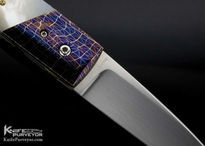 Mike Mercer Custom Knife Mother of Pearl and Mosaic Damascus Linerlock - Image 4