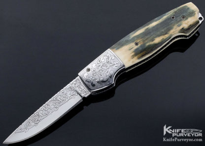 Mike "Whiskers" Allen Custom Knife Sole Authorship Engraved Mastodon Bolster Release Automatic - Image 2