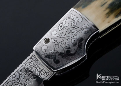 Mike "Whiskers" Allen Custom Knife Sole Authorship Engraved Mastodon Bolster Release Automatic - Image 3