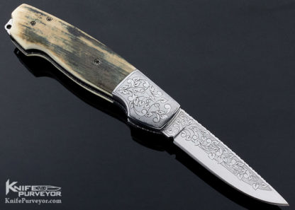 Mike "Whiskers" Allen Custom Knife Sole Authorship Engraved Mastodon Bolster Release Automatic - Image 7