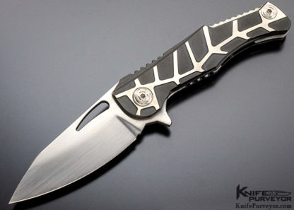 David Winston Custom Knife Sole Authorship Damascus and Elk Horn Carved Bone 9567
