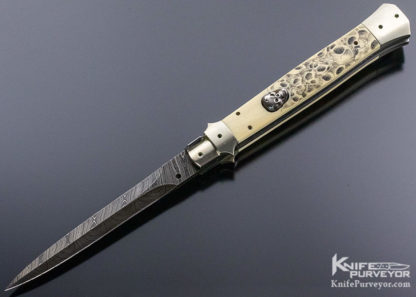 Paul Panak Custom Knife Damascus and Walrus Skull #16 Picklock Auto