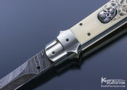 Paul Panak Custom Knife Damascus and Walrus Skull #16 Picklock Auto - Image 8