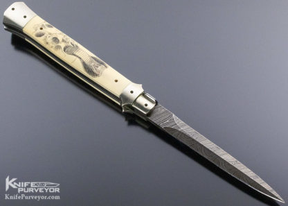 Paul Panak Custom Knife Damascus and Walrus Skull #16 Picklock Auto - Image 4