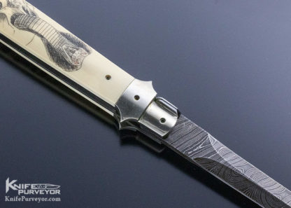 Paul Panak Custom Knife Damascus and Walrus Skull #16 Picklock Auto - Image 6