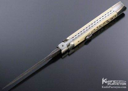 Paul Panak Custom Knife Damascus and Walrus Skull #16 Picklock Auto - Image 2