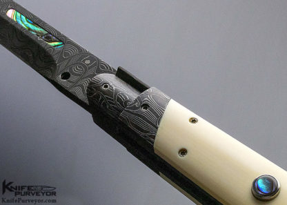 Paul Panak Custom Knife Mammoth and Damascus with Abalone Auto - Image 8