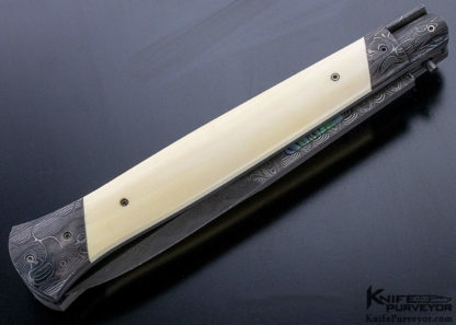 Paul Panak Custom Knife Mammoth and Damascus with Abalone Auto - Image 6