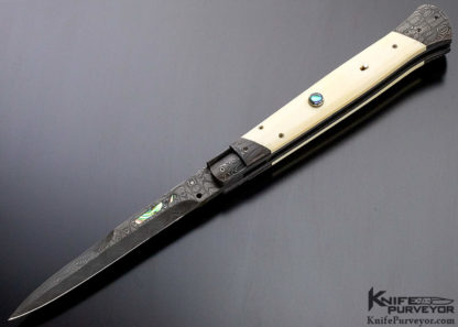 Paul Panak Custom Knife Mammoth and Damascus with Abalone Auto