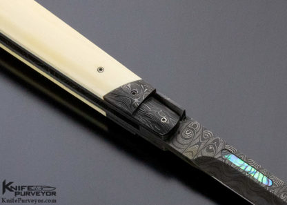 Paul Panak Custom Knife Mammoth and Damascus with Abalone Auto - Image 4