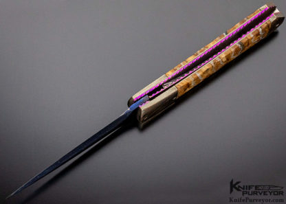Rainy Vallotton Custom Knife Mokume and Mammoth Molar Auto - Image 2