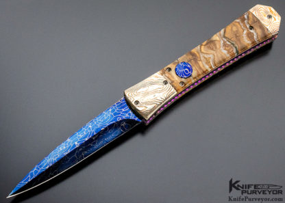 Rainy Vallotton Custom Knife Mokume and Mammoth Molar Auto - Image 4