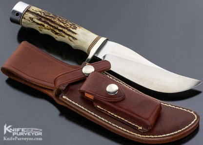Randall Made Custom Knife  Model 22 Durilum Finger Groove Stag with Sheath - Image 6