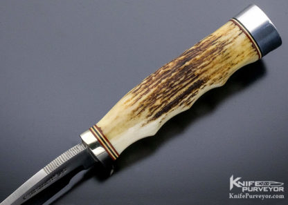 Randall Made Custom Knife  Model 22 Durilum Finger Groove Stag with Sheath - Image 4
