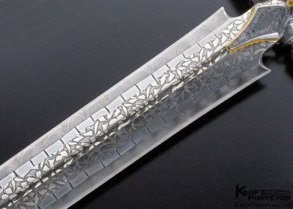 Bruce Bump Custom Knife Ray Cover Jr. Engraved Fluted Walrus "Tomb Raider II" Dagger - Image 12