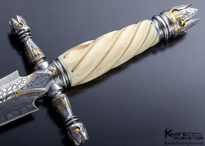 Bruce Bump Custom Knife Ray Cover Jr. Engraved Fluted Walrus "Tomb Raider II" Dagger - Image 3