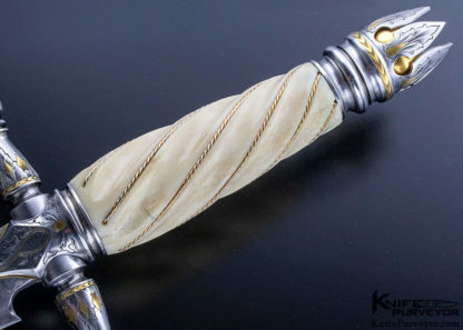 Bruce Bump Custom Knife Ray Cover Jr. Engraved Fluted Walrus "Tomb Raider II" Dagger - Image 9