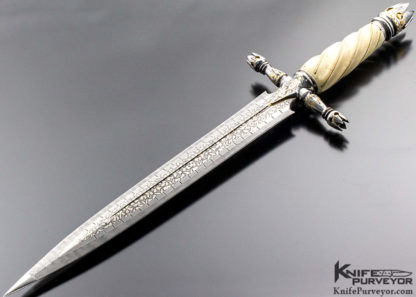 Bruce Bump Custom Knife Ray Cover Jr. Engraved Fluted Walrus "Tomb Raider II" Dagger - Image 4