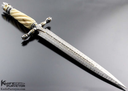 Bruce Bump Custom Knife Ray Cover Jr. Engraved Fluted Walrus "Tomb Raider II" Dagger - Image 5