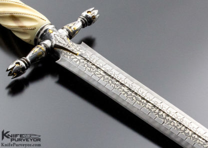 Bruce Bump Custom Knife Ray Cover Jr. Engraved Fluted Walrus "Tomb Raider II" Dagger - Image 11