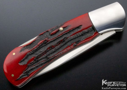 Ray Cover Custom Knife Red Dyed Jigged Bone Lockback - Image 5