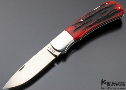 Ray Cover Custom Knife Red Dyed Jigged Bone Lockback - Image 6