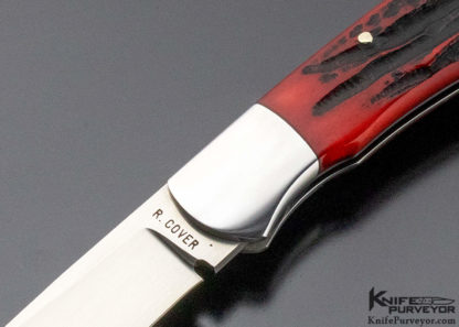 Ray Cover Custom Knife Red Dyed Jigged Bone Lockback - Image 4