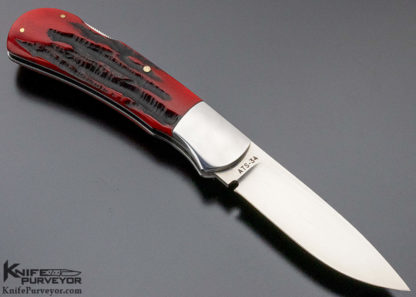 Ray Cover Custom Knife Red Dyed Jigged Bone Lockback - Image 7