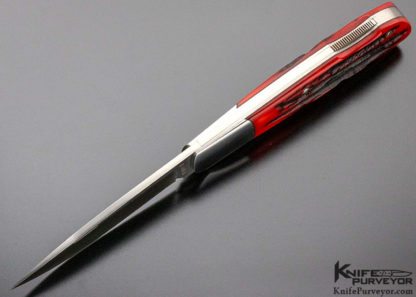 Ray Cover Custom Knife Red Dyed Jigged Bone Lockback