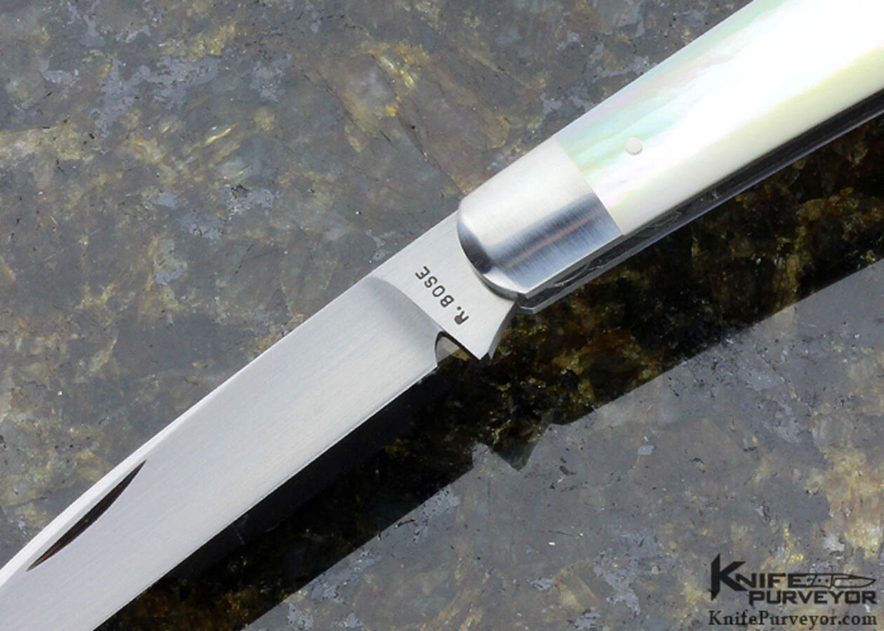 Reese Bose Custom Knife #7 Wharncliff Gold Lip Pearl Gentleman's Slip Joint with Cap