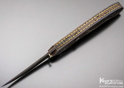 Rick Dunkerley Custom Knife Full Damascus and Black Lip Pearl D/A  Automatic - Image 4