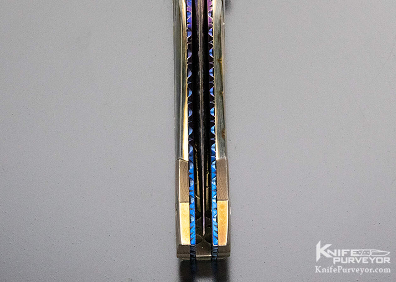 Rick Dunkerley Custom Knife Sole Authorship Damascus Fluted Mammoth Automatic Linerlock - Image 8