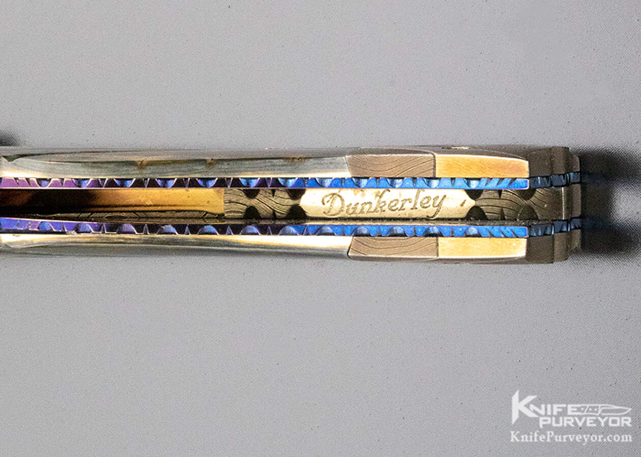 Rick Dunkerley Custom Knife Sole Authorship Damascus Fluted Mammoth Automatic Linerlock 17243