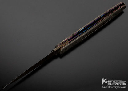 Rick Dunkerley Custom Knife Damascus Black Lip Pearl Window Frame Linerlock - Image 5