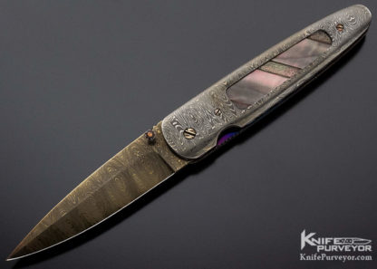 Rick Dunkerley Custom Knife Damascus Black Lip Pearl Window Frame Linerlock - Image 3