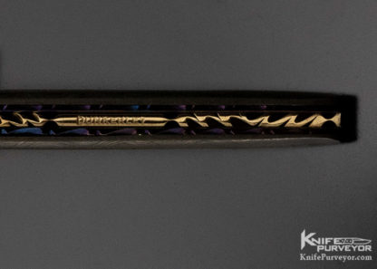 Rick Dunkerley Custom Knife Damascus Black Lip Pearl Window Frame Linerlock - Image 4