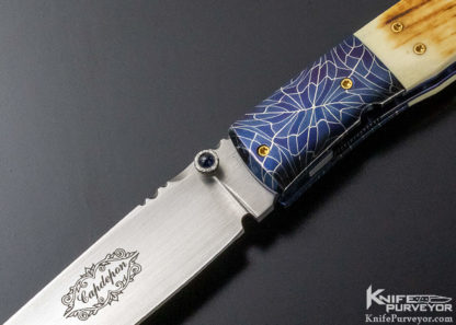 Robert Capdepon Custom Knife Mammoth & Damascus Linerlock - Image 2