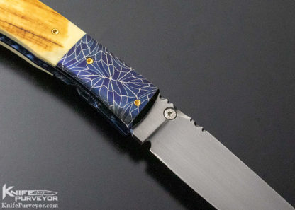 Robert Capdepon Custom Knife Mammoth & Damascus Linerlock - Image 6