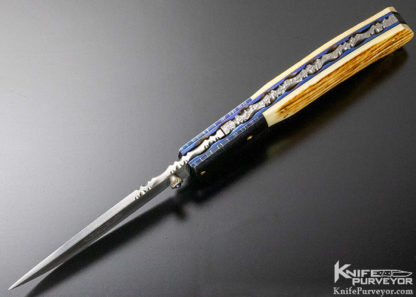 Robert Capdepon Custom Knife Mammoth & Damascus Linerlock - Image 4