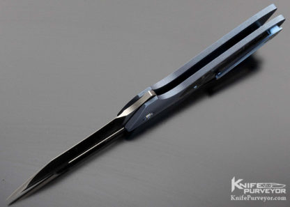 Rod Olson Custom Knife JV Galaxy Marble Carbon Fiber Button Lock - Image 6